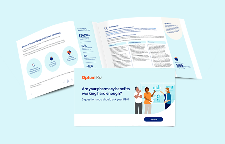 Cover and inside page of the e-book titled ‘Are your pharmacy benefits working hard enough?